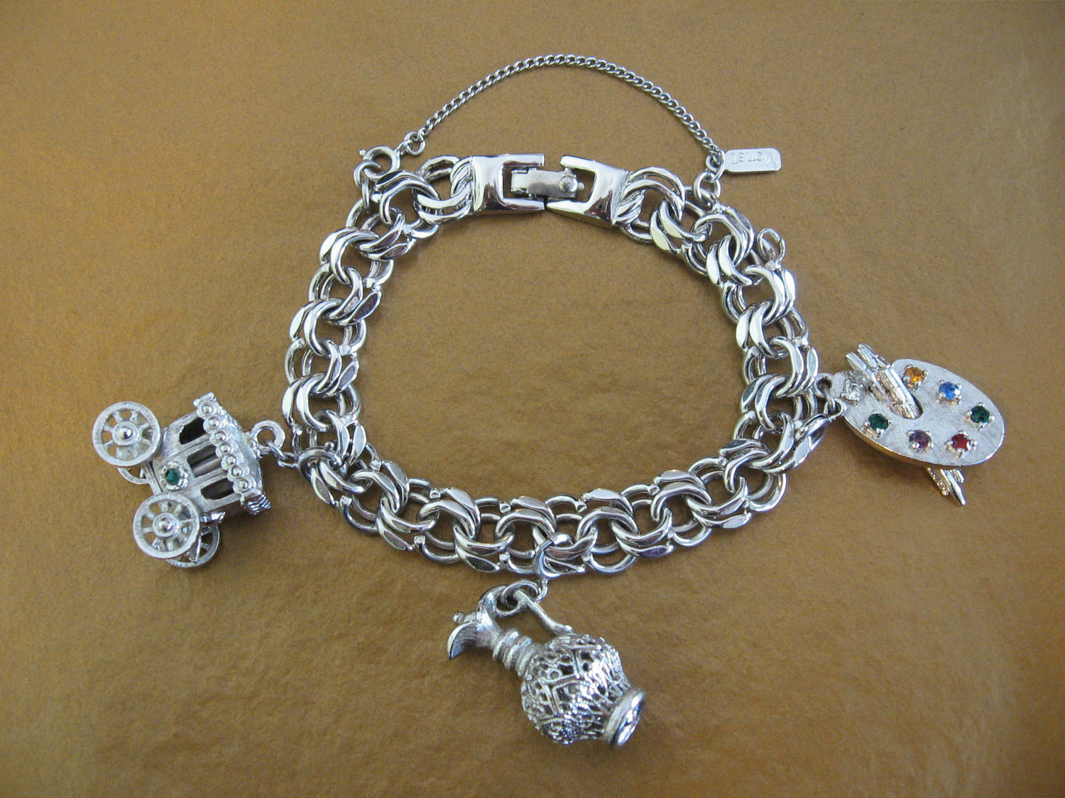 Charm Bracelet Charms
 Vintage MONET Silver Tone Charm Bracelet with by