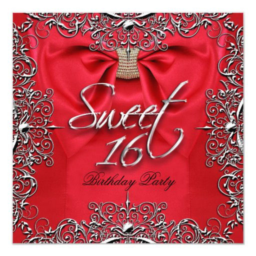 Cheap Birthday Party Invitations
 Red Elegant Sweet Sixteen Sweet 16 Party Invitation