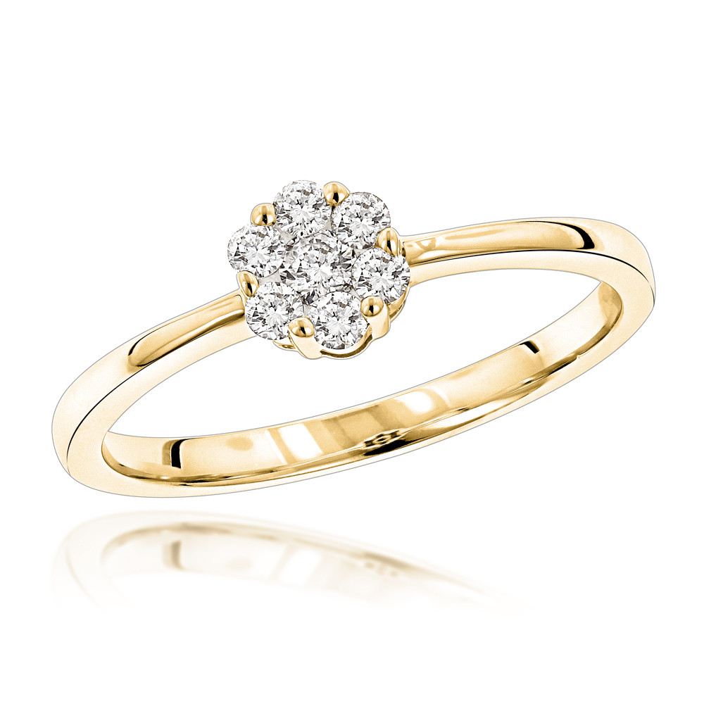 Cheap Diamond Promise Rings
 Cheap Engagement Rings 14K Gold Cluster Diamond Promise