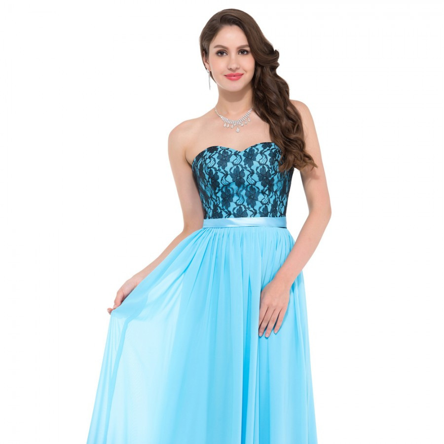 Cheap Dresses For Wedding Guest
 Cheap Floor length Corset Appliques Blue Long Bridesmaid