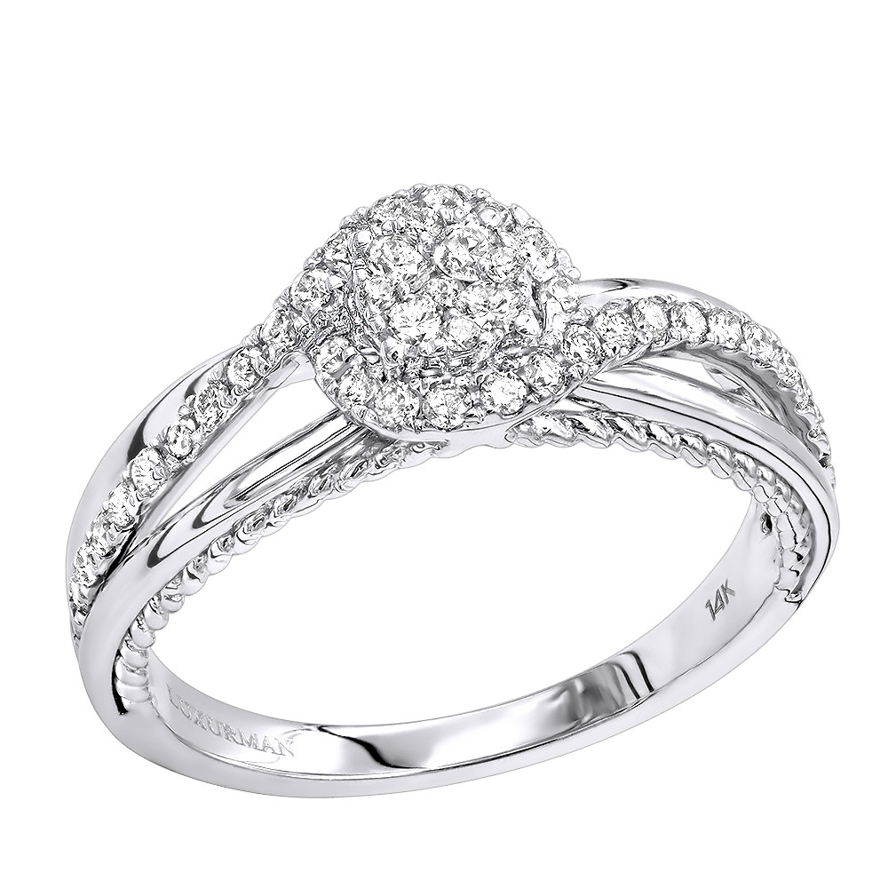 Cheap Engagement Rings Real Diamonds
 14k Gold 0 4CT Cluster Diamond Promise Ring for Women
