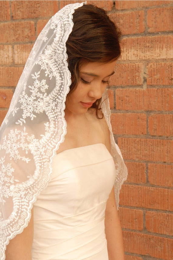 Cheap Mantilla Wedding Veils
 Lace Mantilla Wedding Veil Spanish Style Veil Romantic