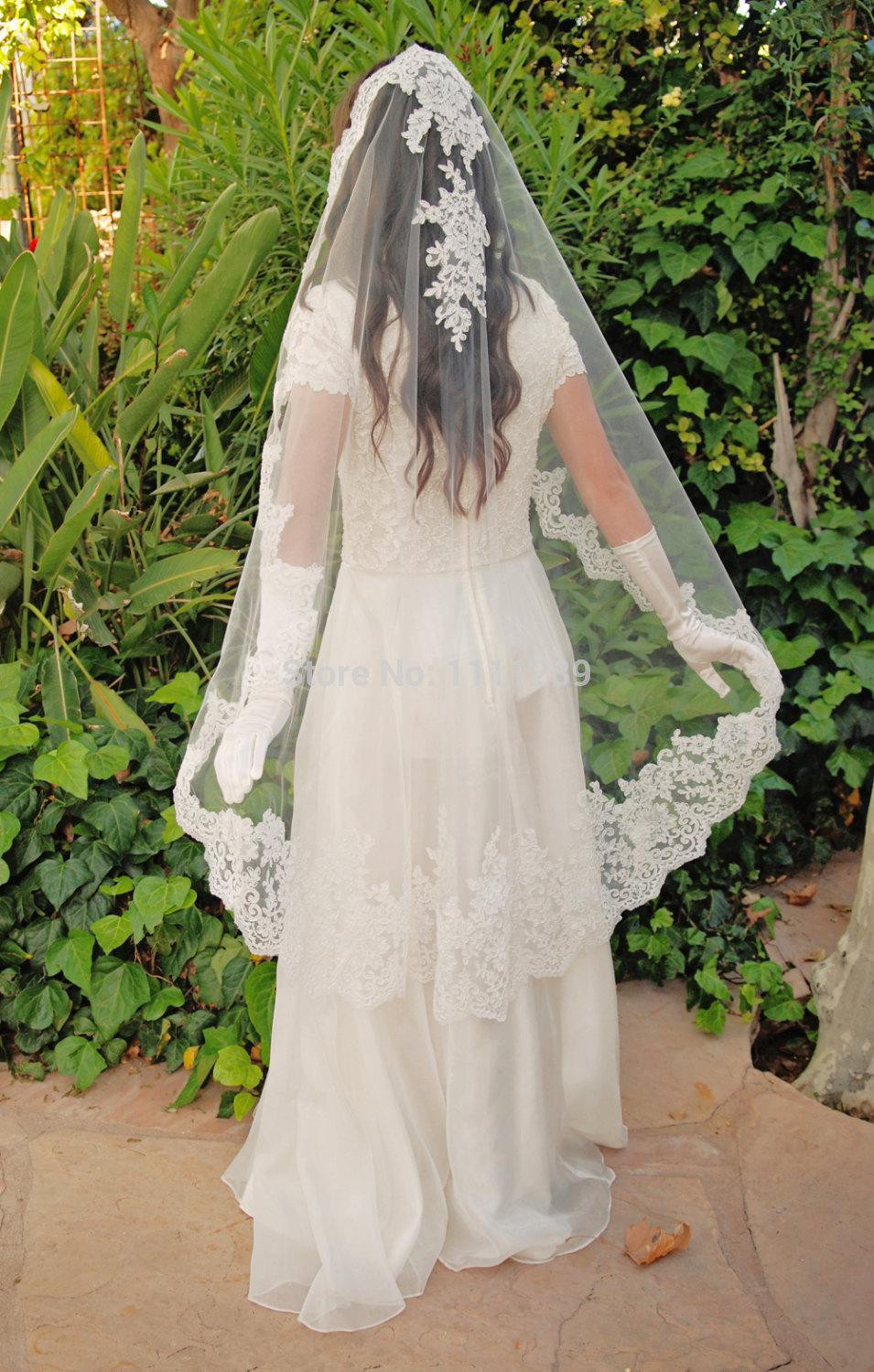 Cheap Mantilla Wedding Veils
 Wholesale Wedding Veil Alencon Lace Mantilla Wedding Veil