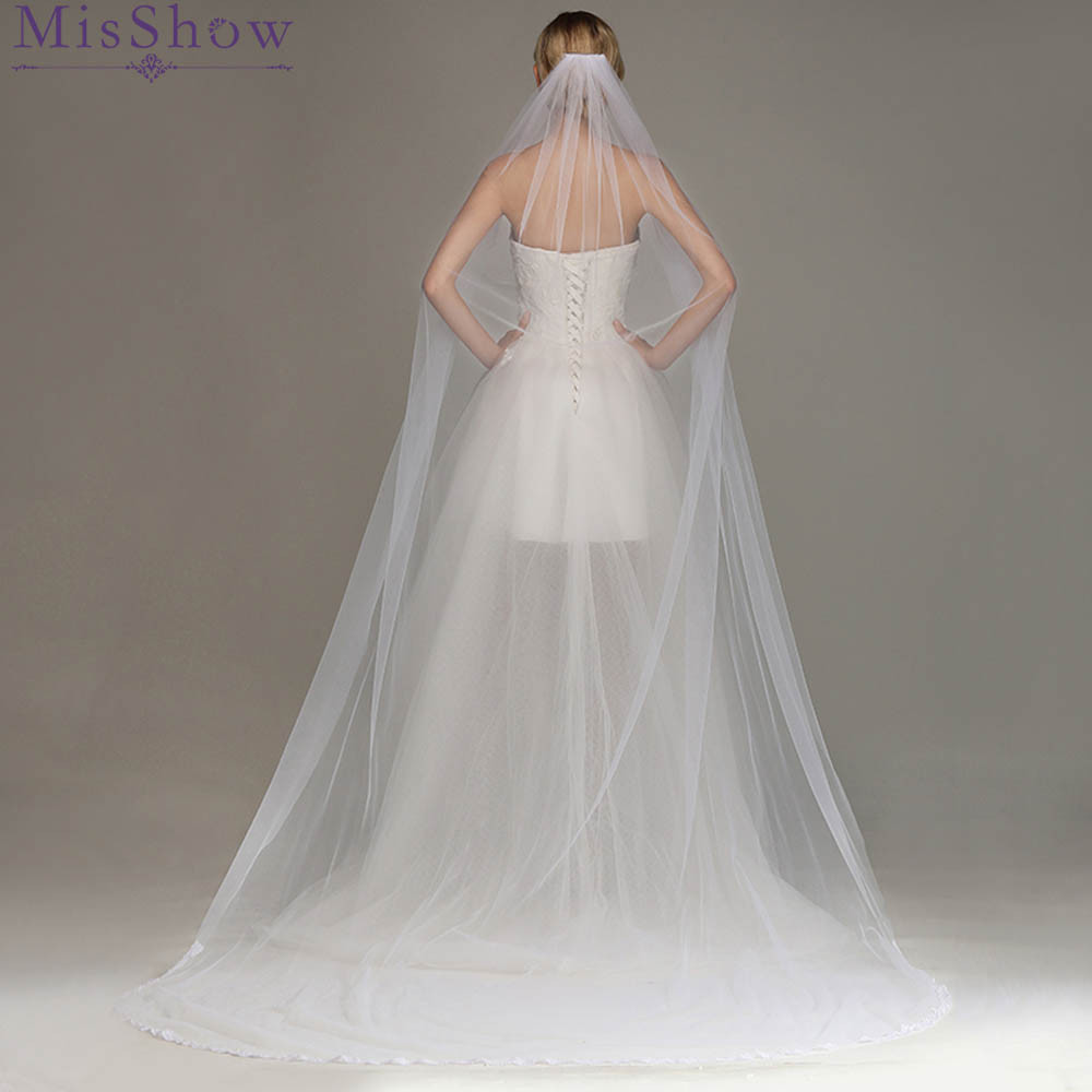 Cheap Mantilla Wedding Veils
 Wholesale White Ivory Wedding Veil 3m Long b Lace
