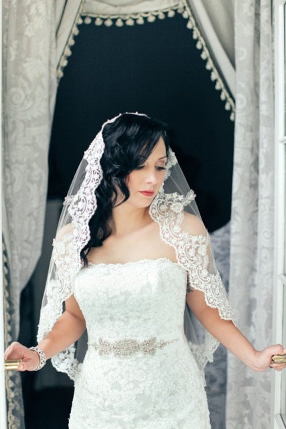 Cheap Mantilla Wedding Veils
 Lace veil Mantilla Spanish bridal veil Wedding veil with