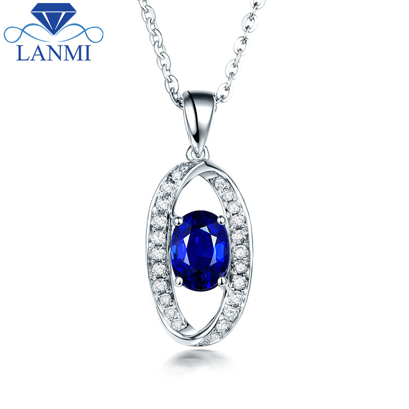 Cheap Real Diamond Earrings
 Special Design Blue Sapphire Pendant Necklace Real 14K