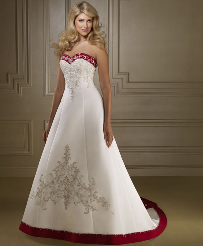 Cheap Red And White Wedding Dresses
 Bride Bridal Cheap Red and White Wedding Dresses China