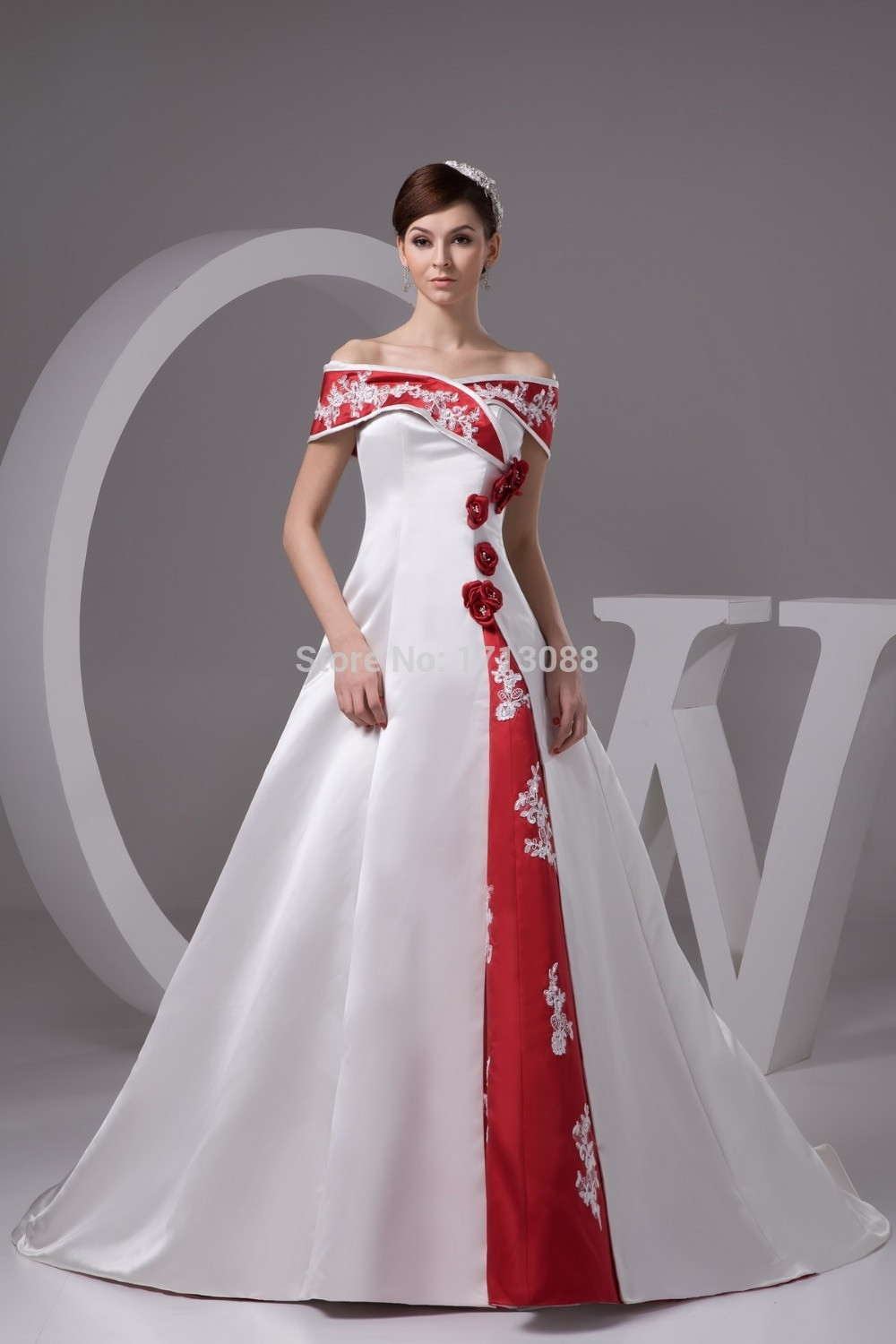 Cheap Red And White Wedding Dresses
 cheap red and white wedding dresses with Floor length