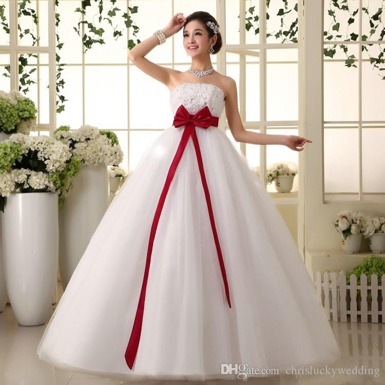Cheap Red And White Wedding Dresses
 Discount 2017 Red White Cheap Ball Gown Wedding Gowns