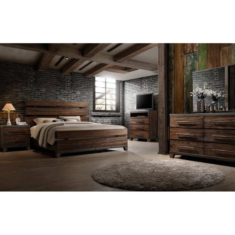 Cheap Rustic Bedroom Furniture Sets
 Modern Rustic Brown 4 Piece King Bedroom Set Forge