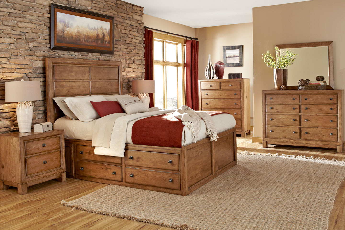 Cheap Rustic Bedroom Furniture Sets
 Bedroom with wooden furniture wholesale solid wood