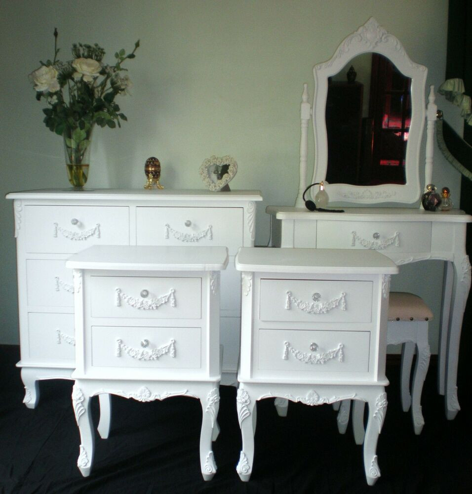 Cheap Shabby Chic Bedroom Furniture
 SHABBY CHIC BEDROOM SET FRENCH STYLE FURNITURE WHITE with