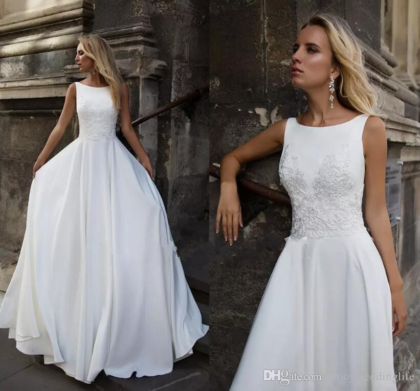 Cheap Simple Wedding Dresses
 Discount 2018 Simple Elegant White A Line Cheap Wedding