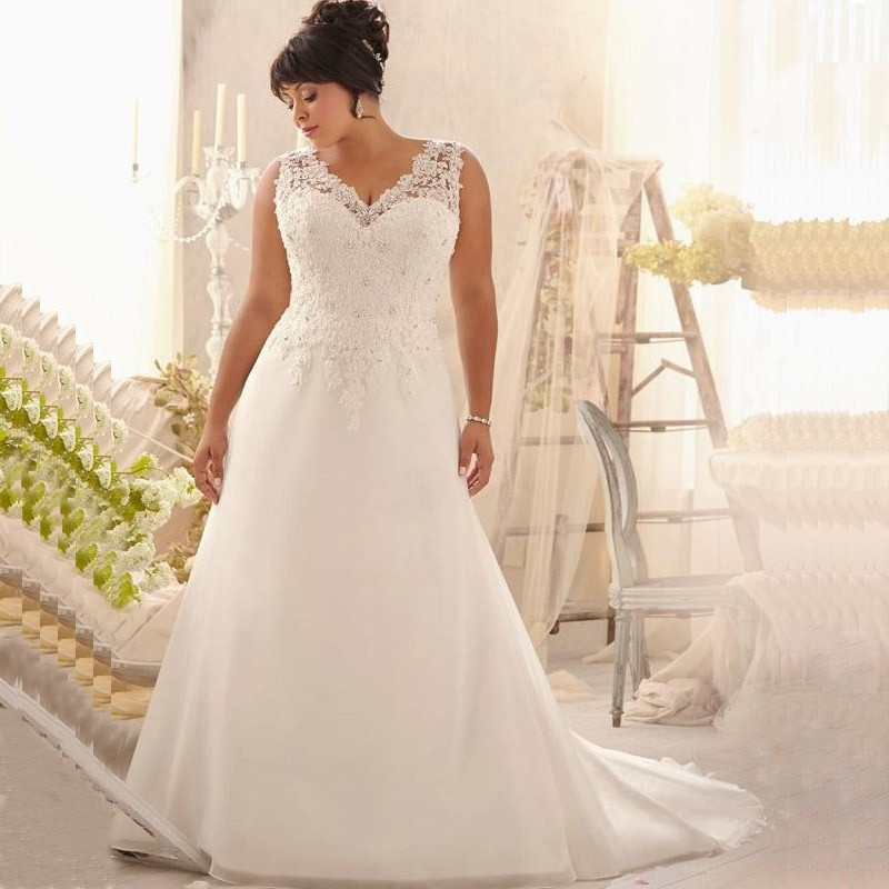 Cheap Wedding Dress
 Aliexpress Buy 2017 Elegant V neck Plus Size Wedding