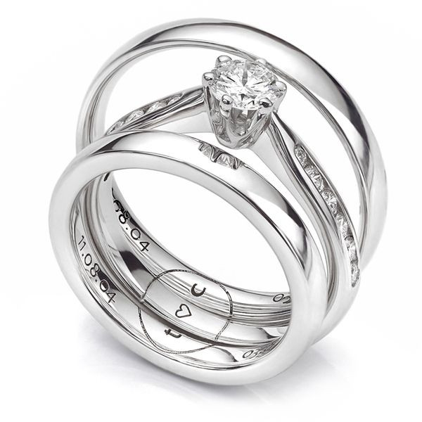 Cheap Wedding Ring Sets For Bride And Groom
 Engraved Engagement and Wedding Ring Set for Bride and Groom