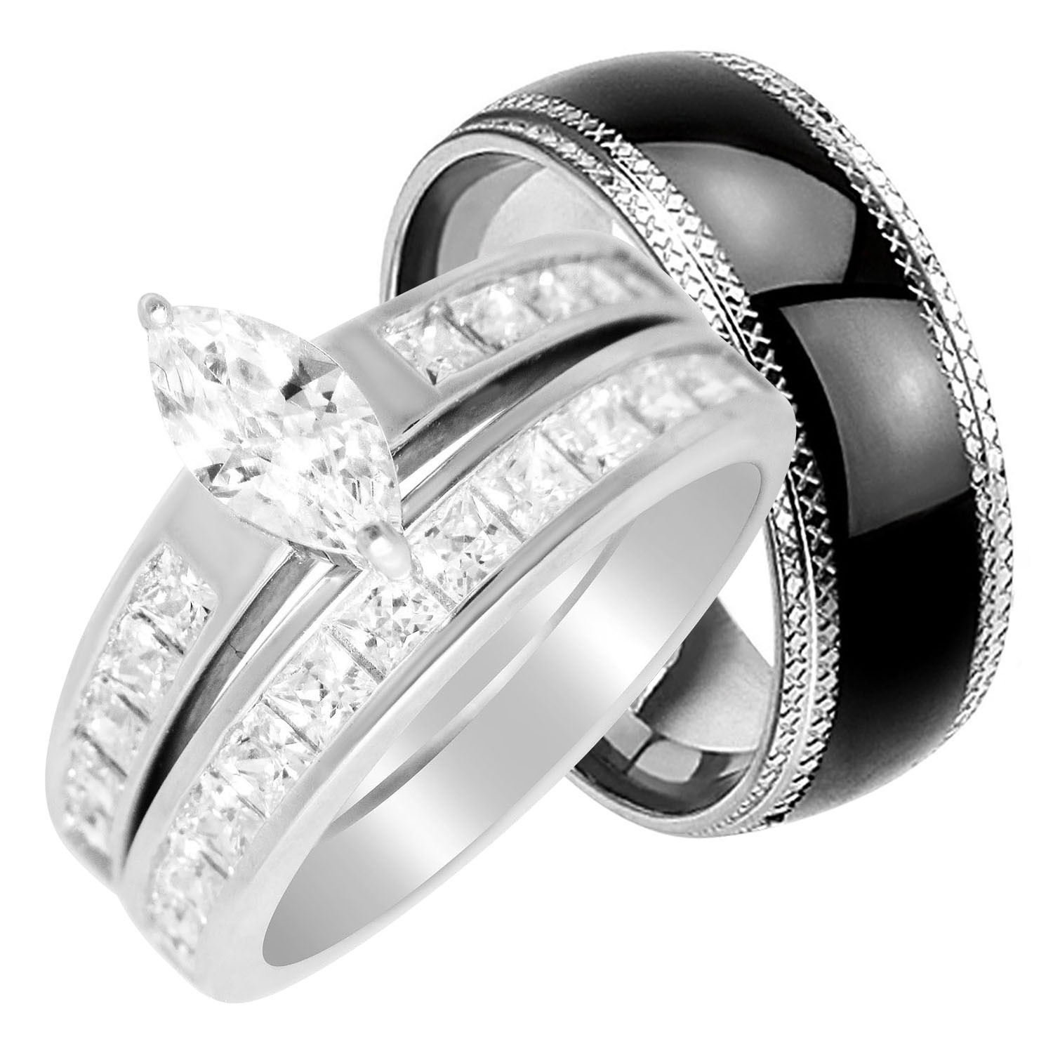 Cheap Wedding Rings For Her And Him
 LaRaso & Co His Hers Wedding Rings Set Cheap Matching