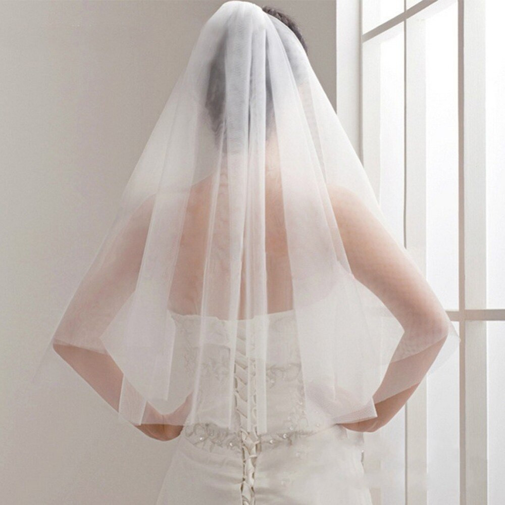 Cheap Wedding Veils
 2019 Simple Short Tulle Wedding Veils Cheap White Ivory
