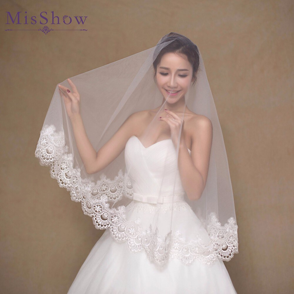 Cheap Wedding Veils
 2018 Elegant Cheap Ivory White Wedding Veil Voile Mariage