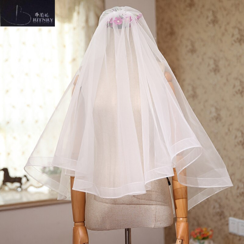 Cheap Wedding Veils With Comb
 BRITNRY Simple Tulle Wedding Veil With b Two Layer