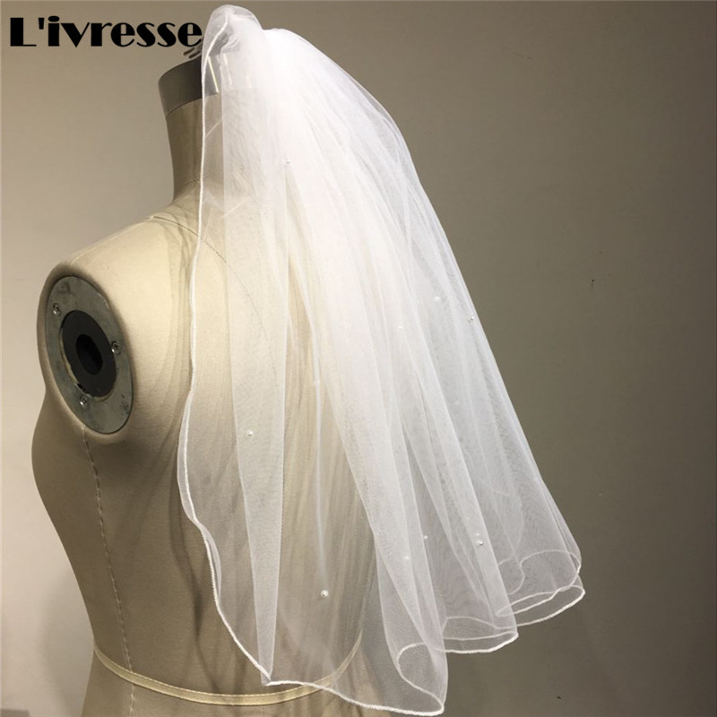Cheap Wedding Veils With Comb
 Short Bridal Veils b Cheap White Wedding Accessories
