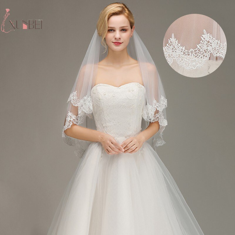 Cheap Wedding Veils With Comb
 Voile Marriage Cheap Short Wedding Veil Two Layer With
