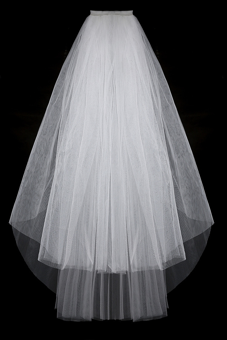 Cheap Wedding Veils With Comb
 Cut Edge White Short Wedding Veil With b Ivory Bridal