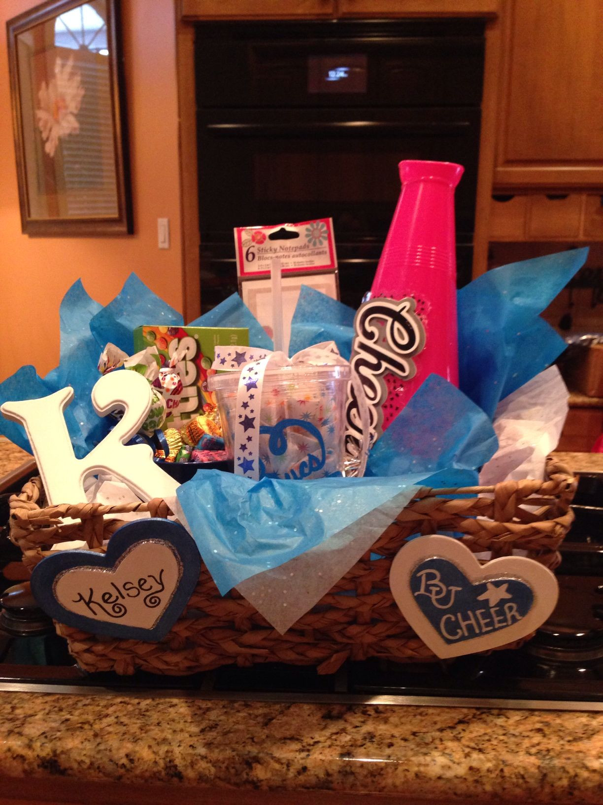 Cheerleading Gift Basket Ideas
 Cheer Gift Baskets Turned out super cute