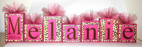 Cheetah Birthday Decorations
 Items similar to Leopard Print with Hot pink Name Blocks