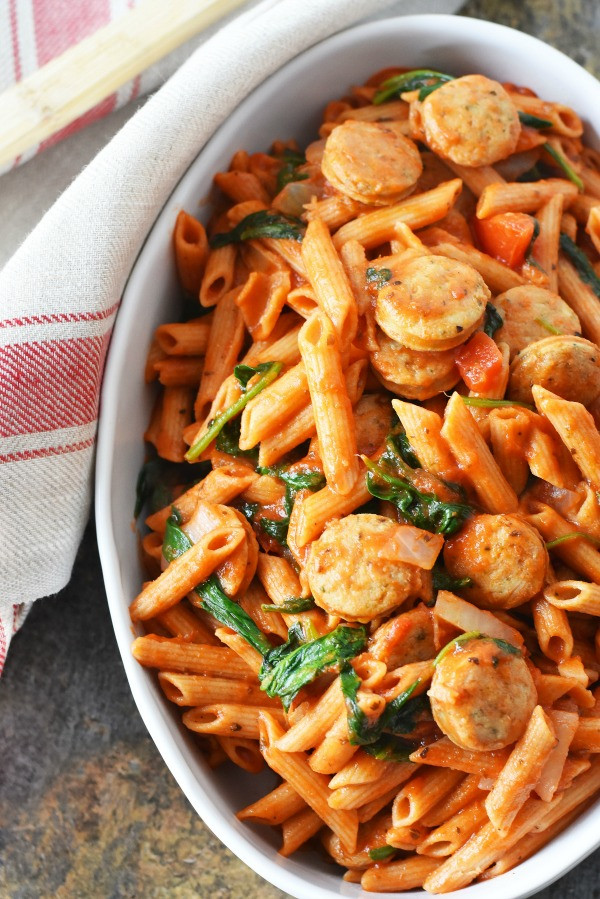 Chicken And Sausage Recipes Pasta
 Penne With Spinach & Chicken Sausage