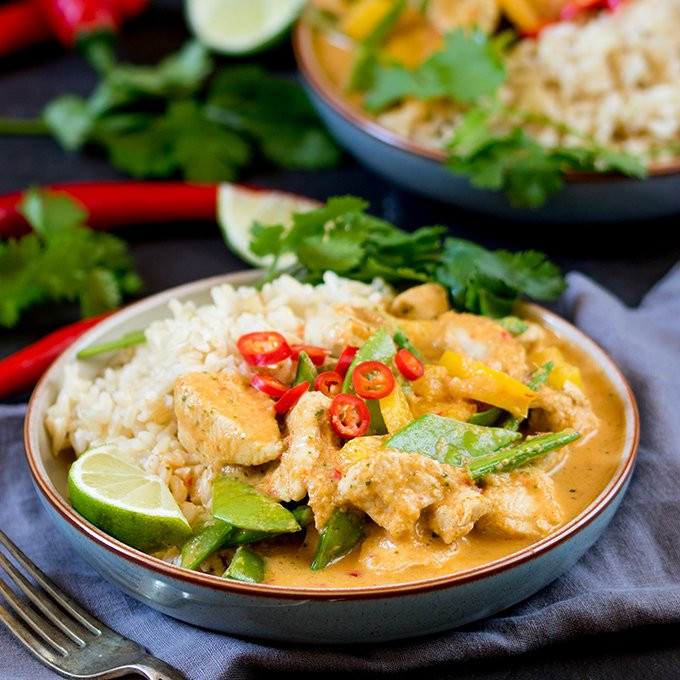 Chicken Curry Recipes Thai
 Healthier Red Thai Chicken Curry without the shop bought