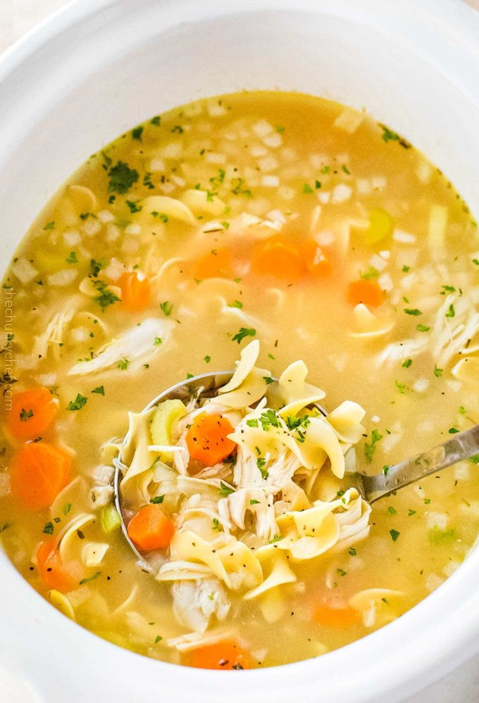 Chicken Noodle Soup In The Crockpot
 Homemade Crockpot Chicken Noodle Soup The Chunky Chef