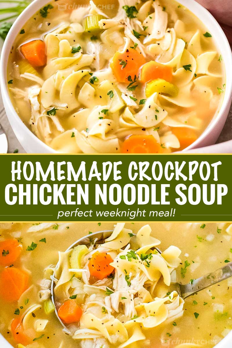 Chicken Noodle Soup In The Crockpot
 Homemade Crockpot Chicken Noodle Soup The Chunky Chef