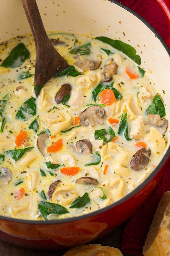 Chicken Soup With Mushrooms
 Creamy Chicken Spinach and Mushroom Tortellini Soup