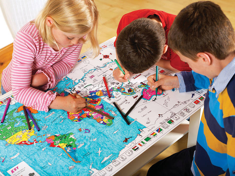 Child Coloring
 colour in world map poster and pens by doodlebugz