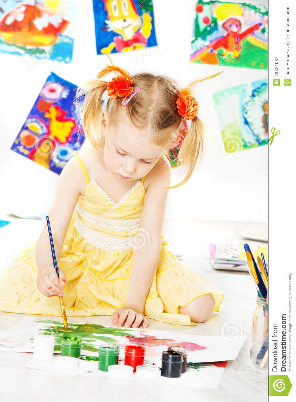 Child Coloring
 Creative Child Drawing With Color Brush Royalty Free Stock