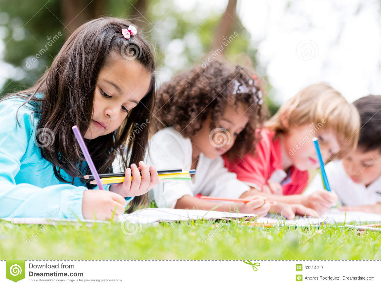 Child Coloring
 Group of children coloring stock image Image of casual