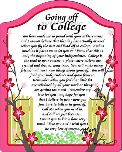 Child Leaving For College Quotes
 Going off to College with Love Touching 8x10 Poem with