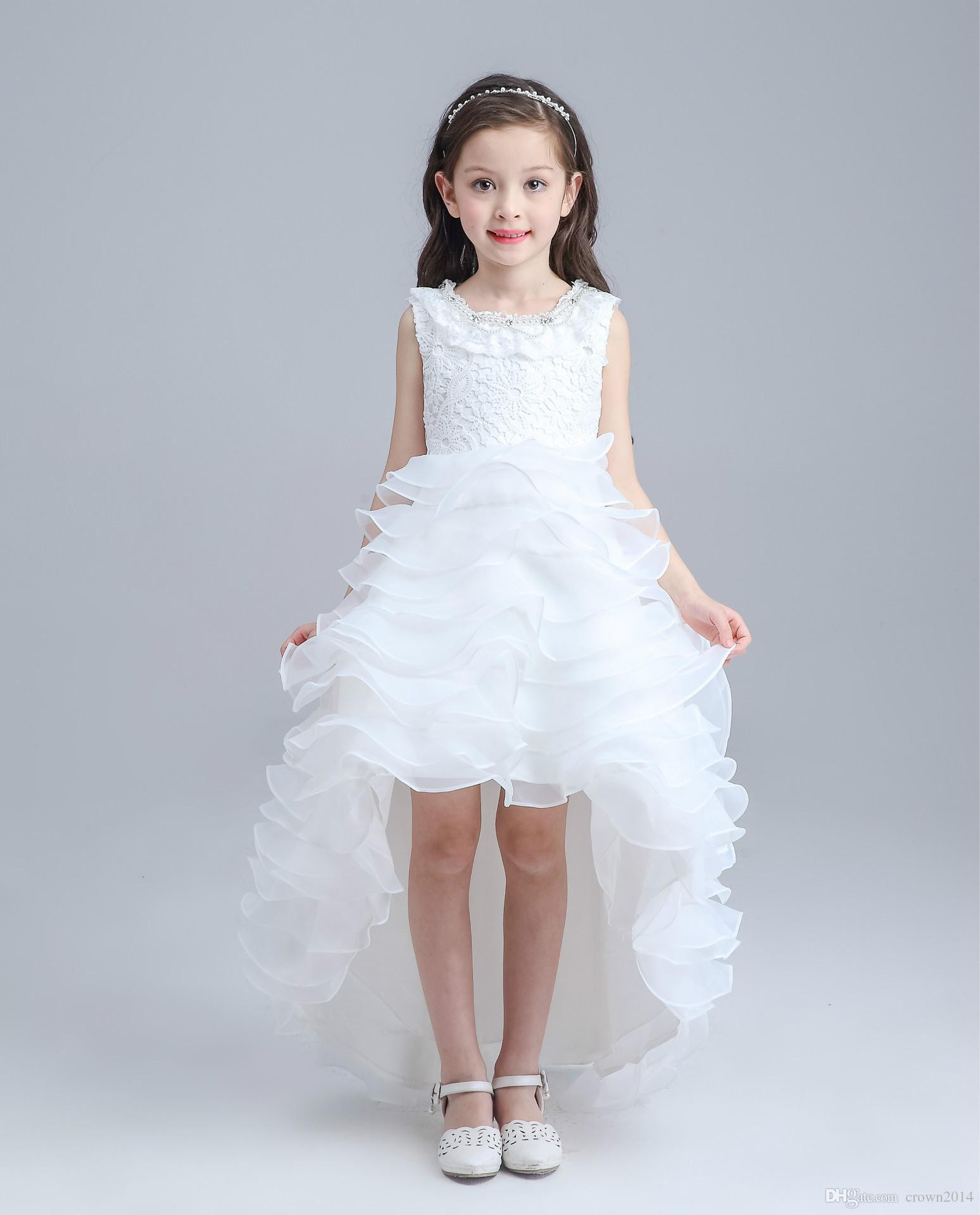 Child Party Dress
 White Princess Lace Children Flower Girl Dresses For