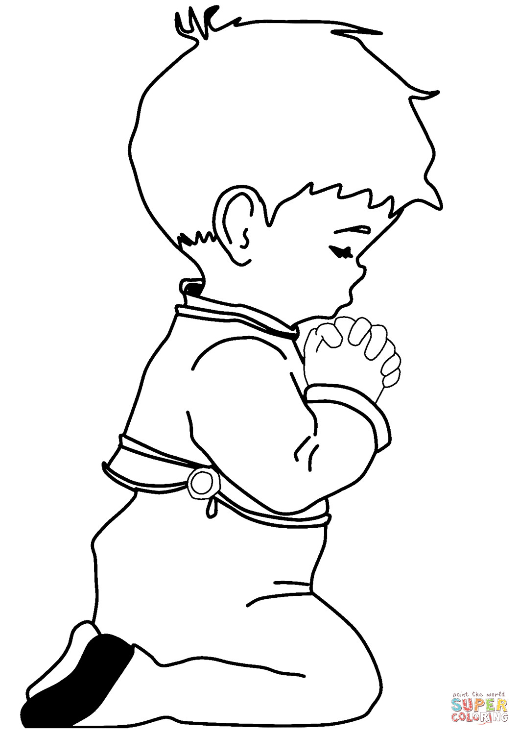 Child Praying Coloring Page
 Person Praying Drawing at GetDrawings