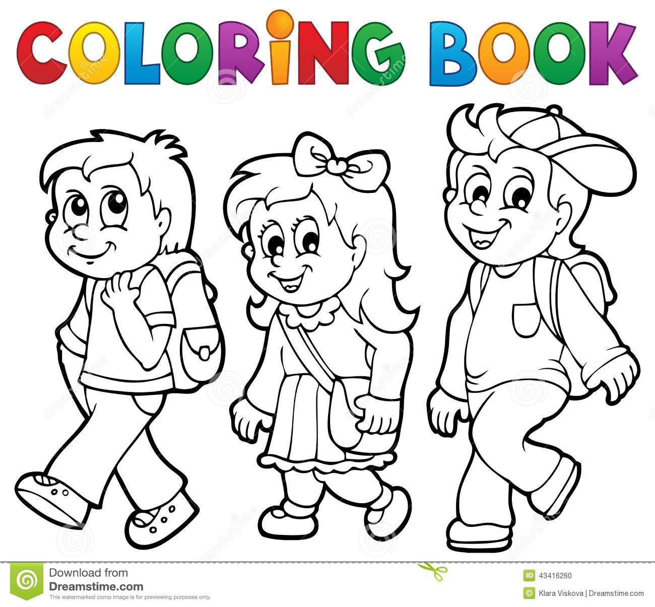 Children Coloring Books
 Coloring Book School Kids Theme 2 Stock Vector