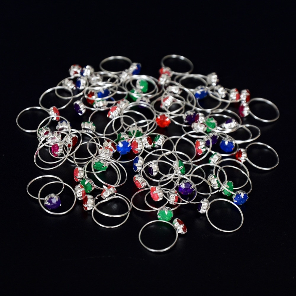 Children Fashion Jewelry
 10pcs Bulks Mixed Lots Colorful Crystal Children Rings