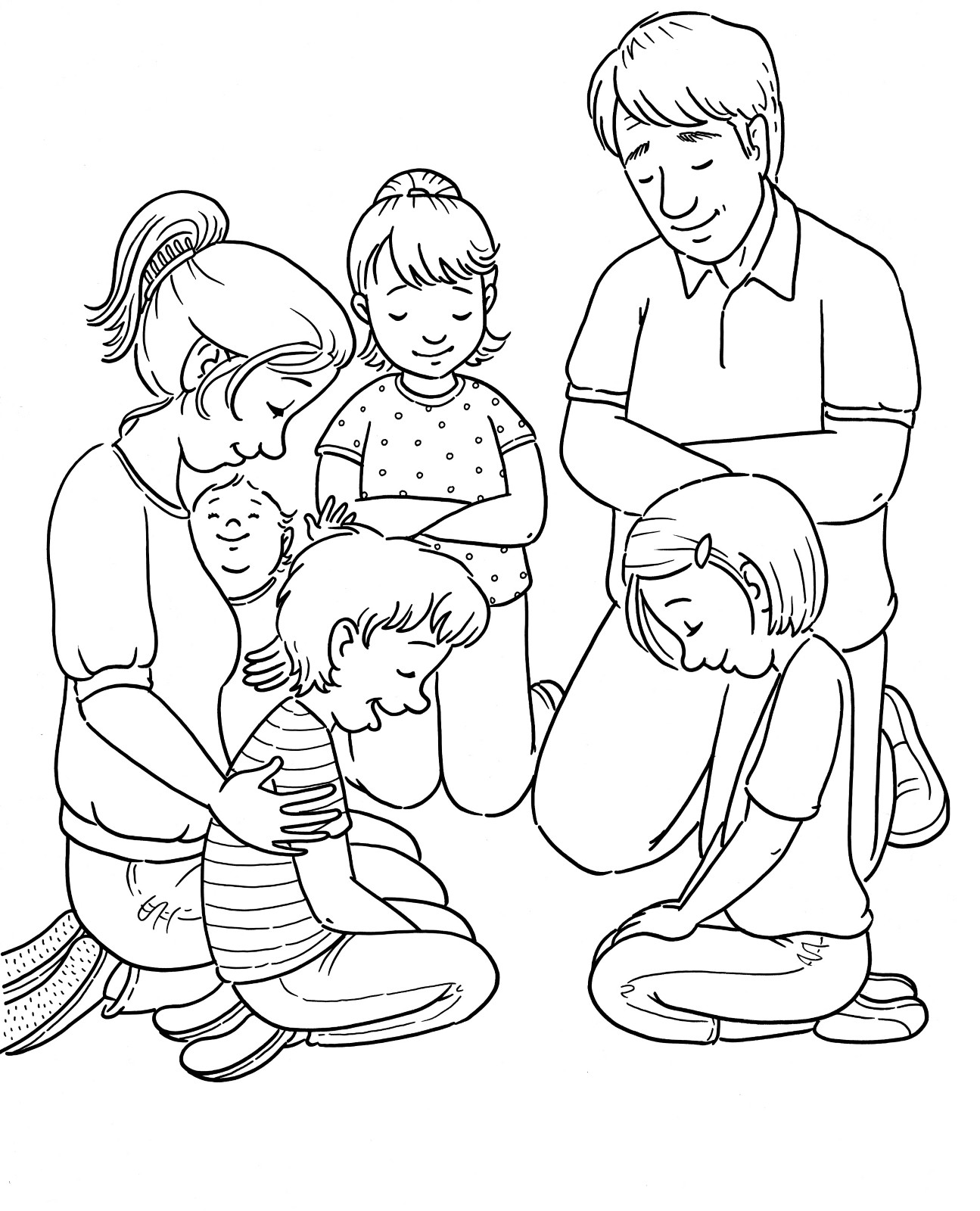 Children Praying Coloring Pages
 Family Prayer