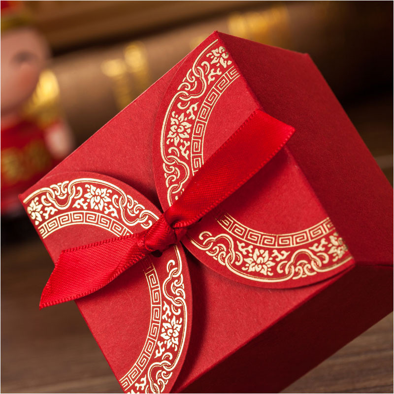 Chinese Wedding Favors
 Cheap Wedding Favor Boxeswith Ribbon Red Chinese Wedding