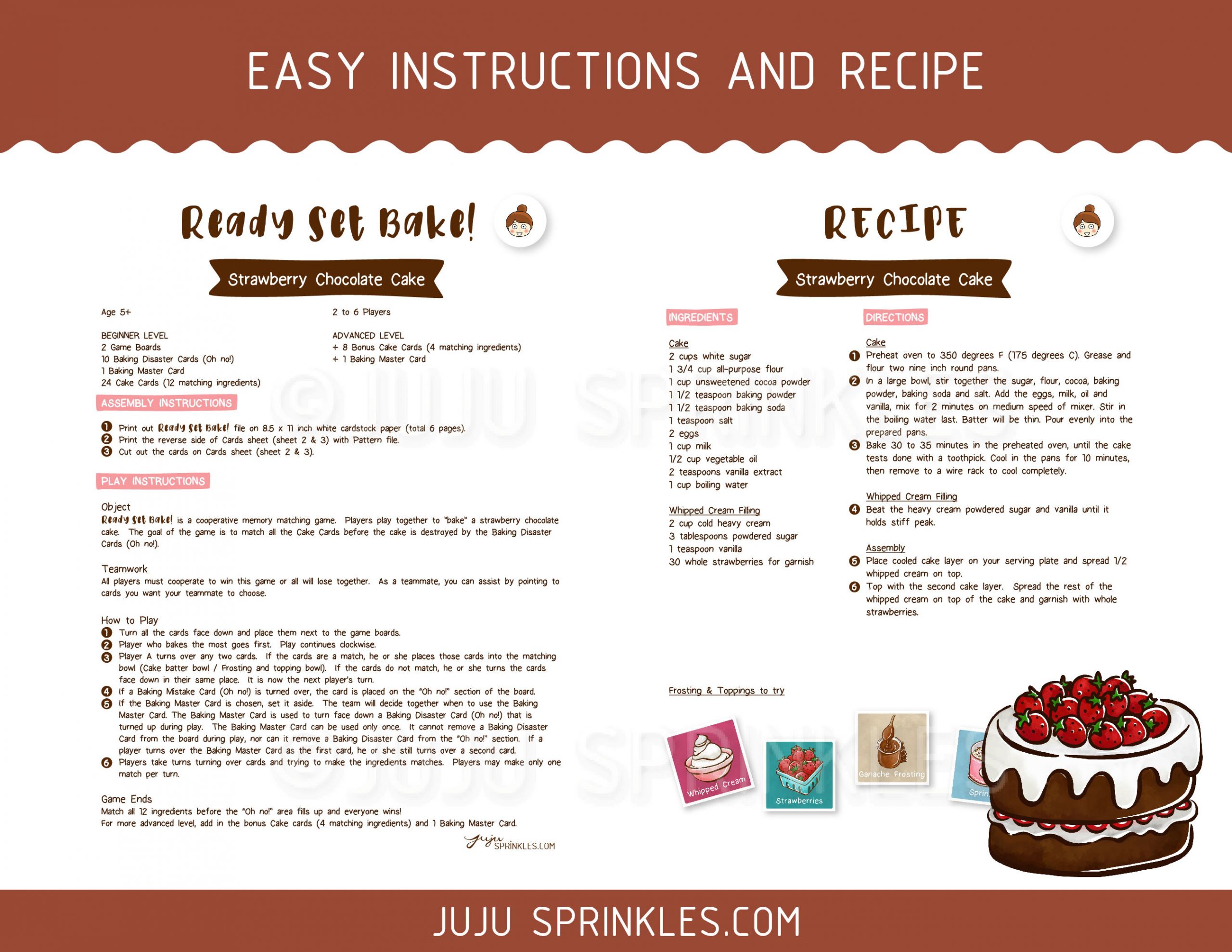 Chocolate Cakes Recipes For Kids
 Printable Baking Memory Game – Strawberry Chocolate Cake
