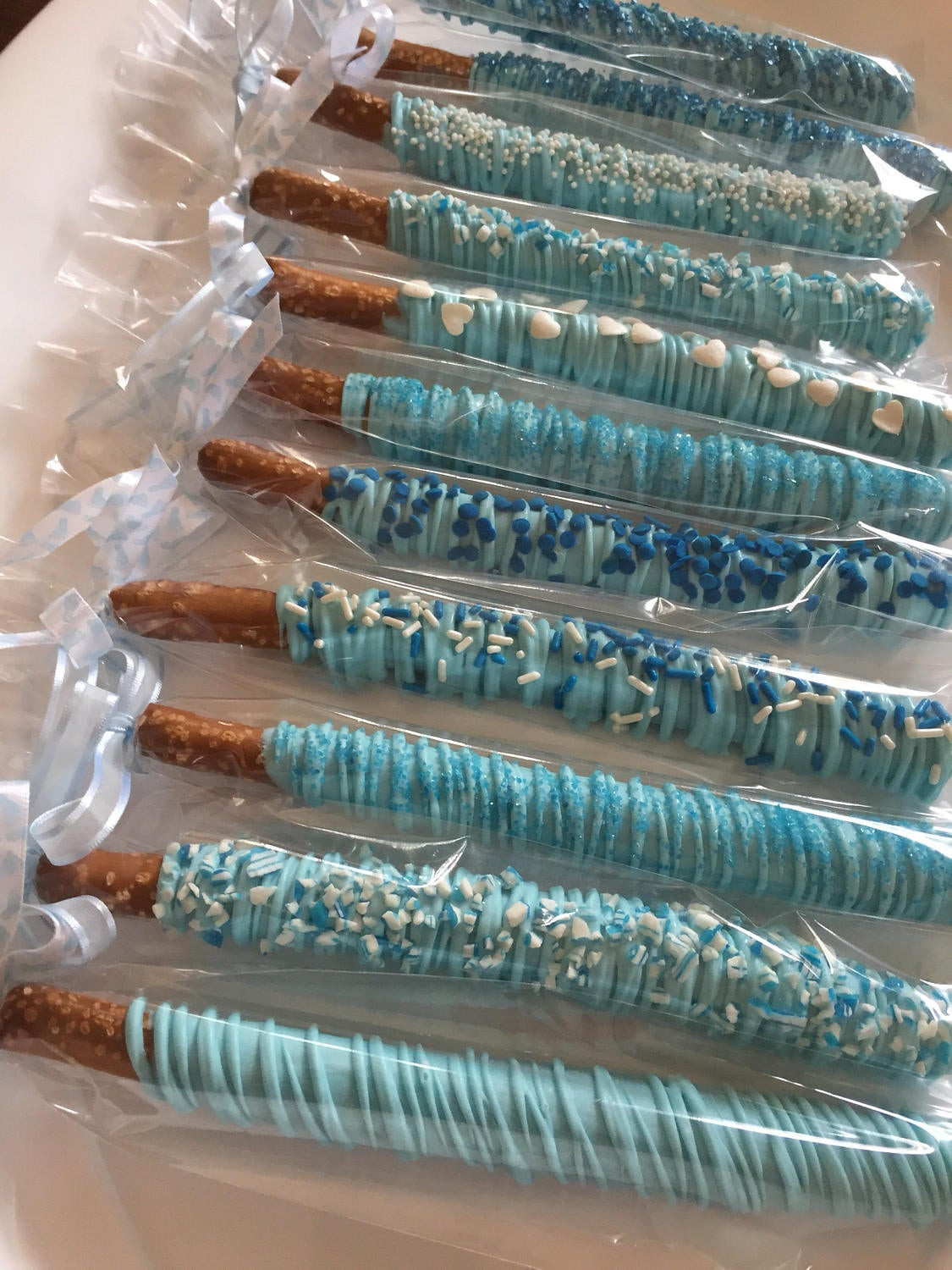 Chocolate Covered Pretzels For Baby Shower
 It s A Boy Baby Shower Pretzel Rods Baby Boy Chocolate