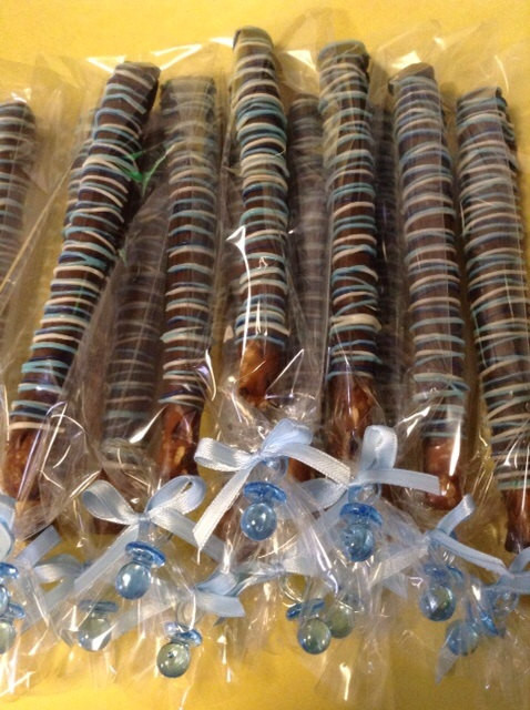 Chocolate Covered Pretzels For Baby Shower
 Blue Baby Shower Favors Blue Party Favors Chocolate Pretzels
