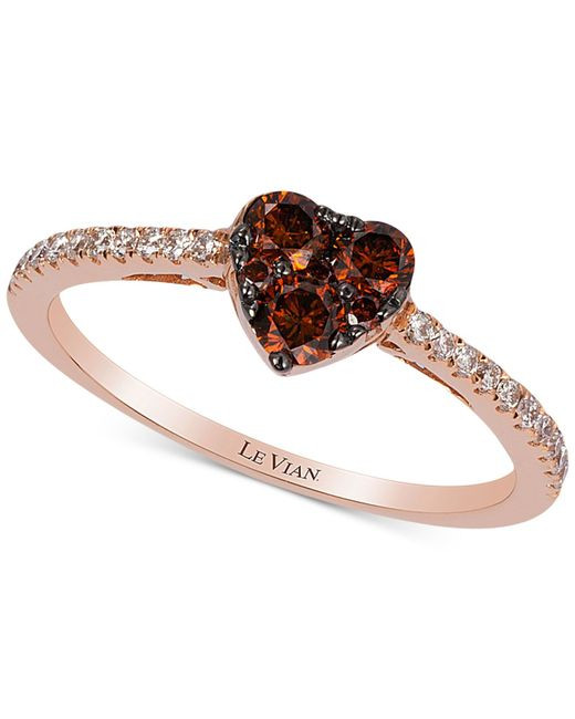 Chocolate Diamond Rings For Sale
 Le vian Exotics Chocolate And White Diamond Heart Ring 1