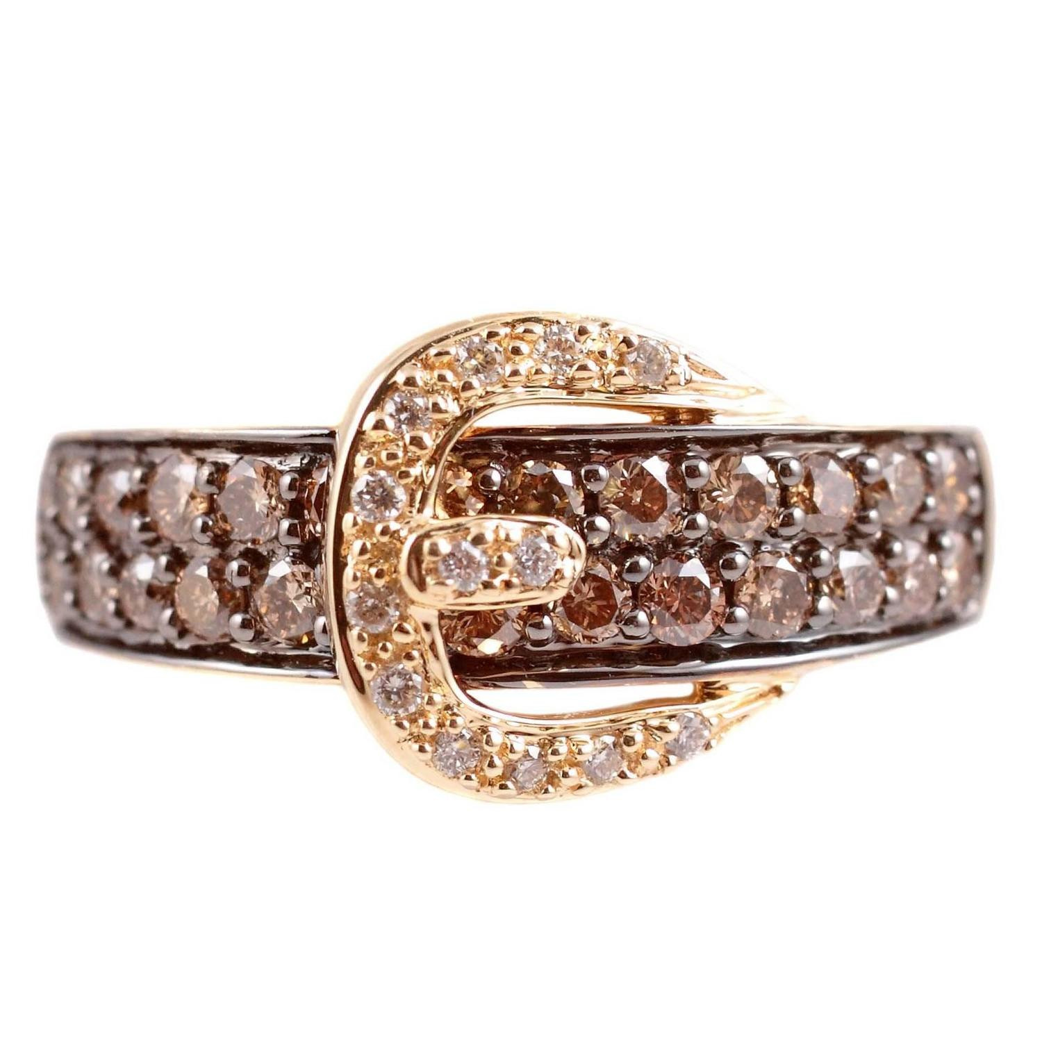 Chocolate Diamond Rings For Sale
 LeVian Brown Diamond Gold Buckle Ring For Sale at 1stdibs