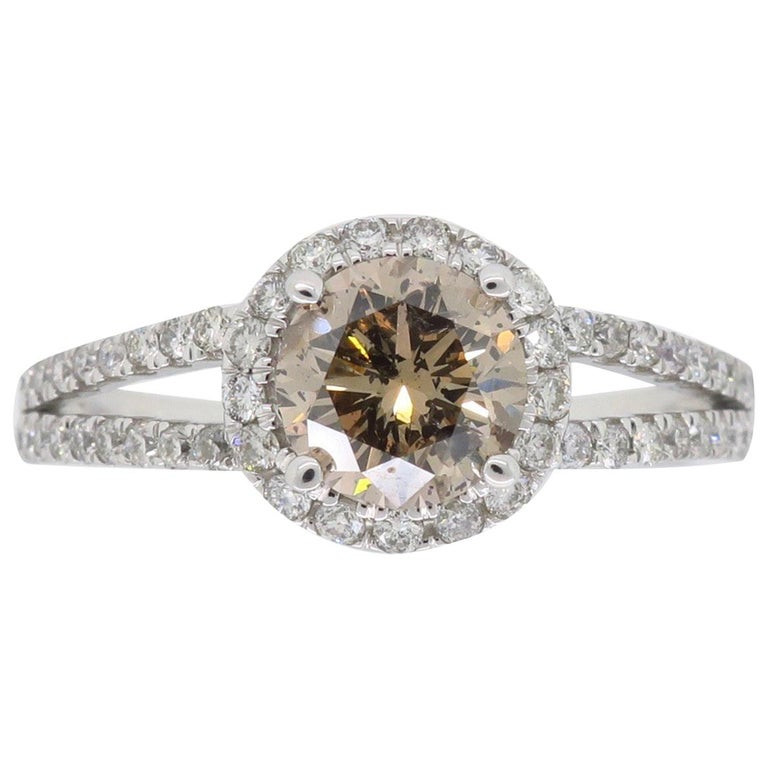 Chocolate Diamond Rings For Sale
 Chocolate Diamond Halo Engagement Ring For Sale at 1stdibs