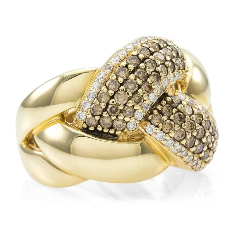 Chocolate Diamond Rings For Sale
 Signed Designer LEVIAN Pavé Chocolate Diamond Knot Ring in